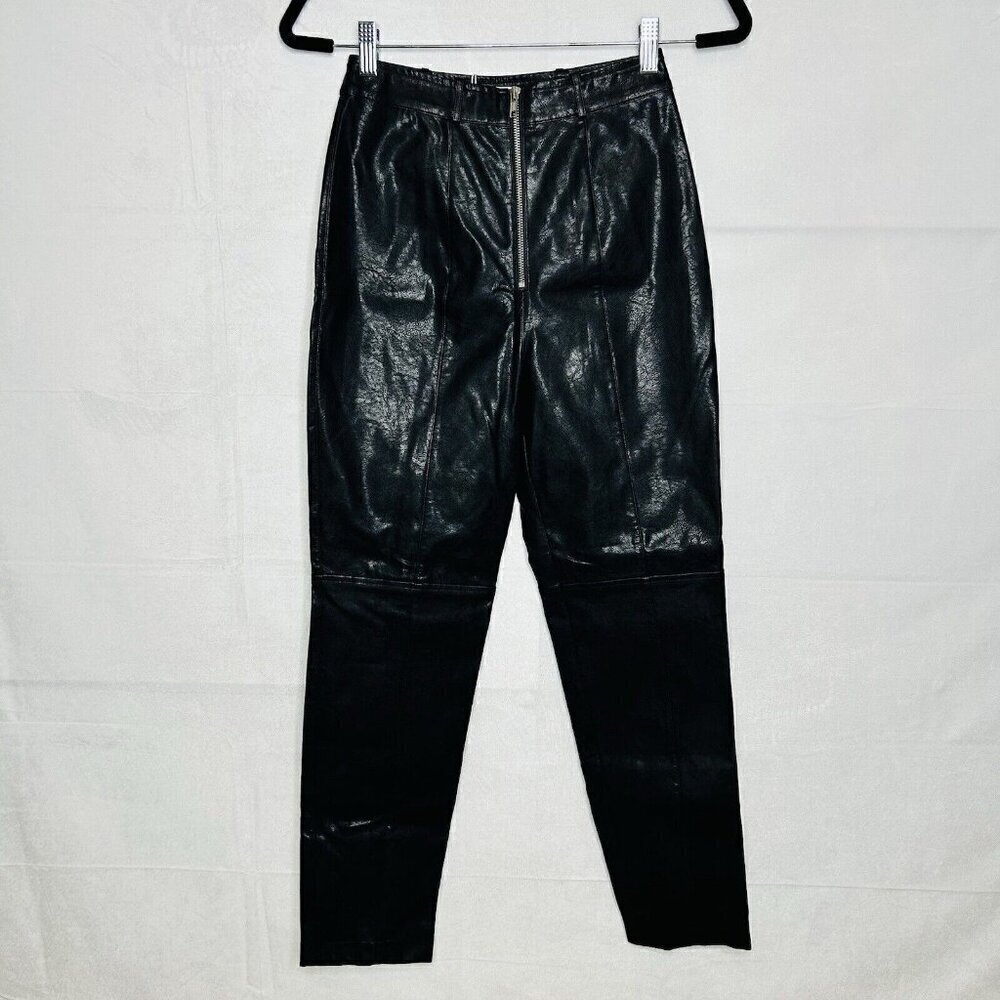 NWT Lovers & Friends Georgie Pant Faux Leather Black Sz XS (24 x 27.5) High Rise